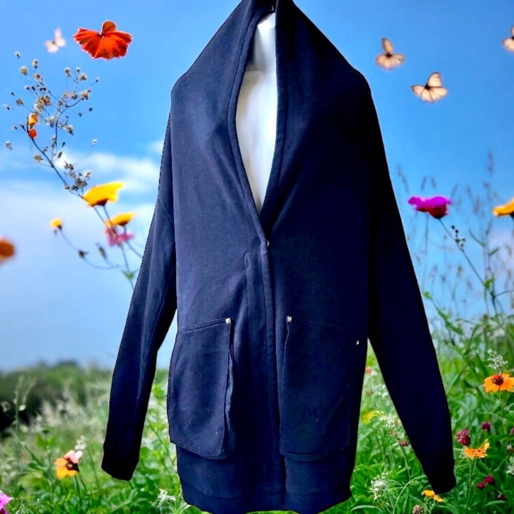 Wilfred Black Cocoon Cardigan Sweater Jacket Zip Comfy Cotton